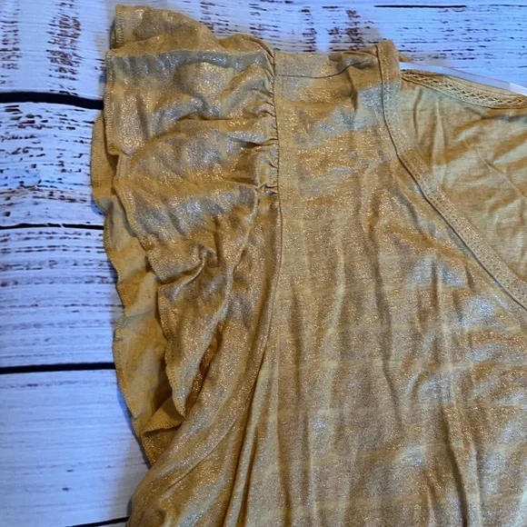 Wit & Wisdom Gold Short Sleeve Tie Front Blouse - Picture 2 of 5